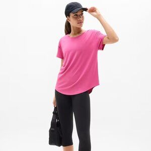 Athleta With Ease Tee Iceplant Pink XS Yoga Running Gym Lightweight EUC